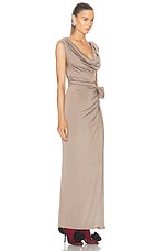 Magda Butrym Cowl Neck Long Dress in Beige, view 2, click to view large image.