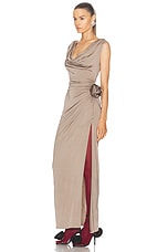 Magda Butrym Cowl Neck Long Dress in Beige, view 3, click to view large image.