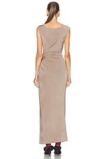 Magda Butrym Cowl Neck Long Dress in Beige, view 4, click to view large image.