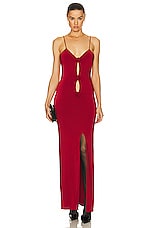 Magda Butrym Cut Out Rosette Dress in Red, view 1, click to view large image.