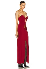 Magda Butrym Cut Out Rosette Dress in Red, view 2, click to view large image.