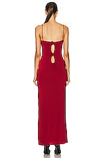 Magda Butrym Cut Out Rosette Dress in Red, view 3, click to view large image.