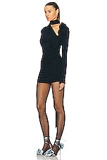 Magda Butrym Long Sleeve Mini Dress in Navy, view 3, click to view large image.