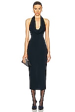 Magda Butrym Halter Neck Midi Dress in Navy, view 1, click to view large image.