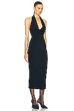 Magda Butrym Halter Neck Midi Dress in Navy, view 2, click to view large image.