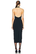 Magda Butrym Halter Neck Midi Dress in Navy, view 3, click to view large image.
