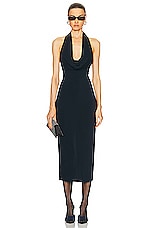 Magda Butrym Halter Neck Midi Dress in Navy, view 4, click to view large image.