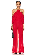 Magda Butrym Halter Neck Dress in Red, view 1, click to view large image.