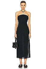 Magda Butrym Bead Neck Midi Dress in Black, view 1, click to view large image.
