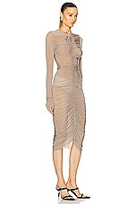 Magda Butrym Gathered Jersey Midi Dress in Beige, view 2, click to view large image.