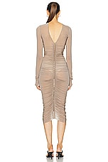 Magda Butrym Gathered Jersey Midi Dress in Beige, view 3, click to view large image.
