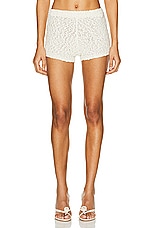 Magda Butrym Boucle Mini Short in Cream, view 1, click to view large image.
