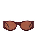 Magda Butrym Round Sunglasses in Burgundy & Silver, view 1, click to view large image.