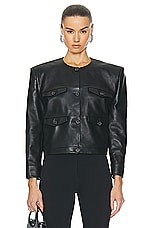 Magda Butrym Button Up Leather Jacket in Black, view 1, click to view large image.