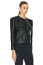 Magda Butrym Button Up Leather Jacket in Black, view 2, click to view large image.