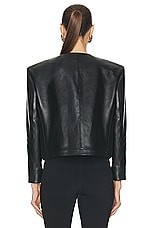 Magda Butrym Button Up Leather Jacket in Black, view 3, click to view large image.