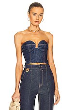 Magda Butrym Bustier Top in Navy, view 1, click to view large image.