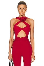 Magda Butrym Sleeveless Bodysuit in Red, view 1, click to view large image.