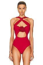 Magda Butrym Sleeveless Bodysuit in Red, view 2, click to view large image.