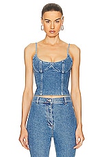 Magda Butrym Denim Tank Top in Blue, view 1, click to view large image.