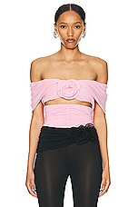 Magda Butrym Off Shoulder Top in Pink, view 1, click to view large image.