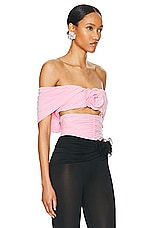Magda Butrym Off Shoulder Top in Pink, view 2, click to view large image.