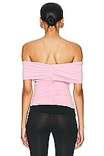 Magda Butrym Off Shoulder Top in Pink, view 3, click to view large image.