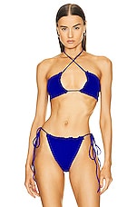 Magda Butrym Bikini Top in Blue, view 1, click to view large image.