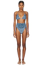 Magda Butrym High Waist Swim Bottom in Blue, view 4, click to view large image.