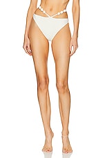 Magda Butrym Beaded Bikini Bottom in Cream, view 1, click to view large image.