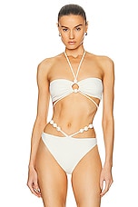 Magda Butrym Halter Bikini Top in Cream, view 1, click to view large image.