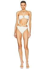 Magda Butrym Halter Bikini Top in Cream, view 4, click to view large image.