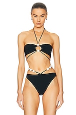 Magda Butrym Halter Bikini Top in Black, view 1, click to view large image.