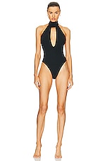 Magda Butrym Halter Swimsuit in Black, view 1, click to view large image.