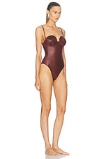 Magda Butrym Retro Bustier One Piece Swimsuit in Brown, view 2, click to view large image.