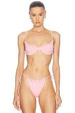 Magda Butrym Balconette Bikini Top in Pink, view 1, click to view large image.