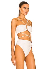Magda Butrym Wrap Tie Bikini Top in Cream, view 2, click to view large image.