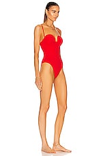 Magda Butrym Bustier Swimsuit in Red, view 2, click to view large image.