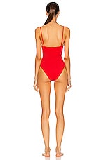 Magda Butrym Bustier Swimsuit in Red, view 3, click to view large image.