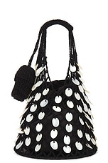 Magda Butrym Small Devana Bag With Black Pearls in Black, view 3, click to view large image.