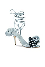 Magda Butrym Flower Sandal in Satin Blue, view 2, click to view large image.