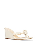 Magda Butrym Flower Wedge Sandals in Cream, view 2, click to view large image.