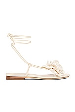 Magda Butrym Wrap Around Flat Flower Sandal in Cream, view 1, click to view large image.