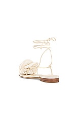 Magda Butrym Wrap Around Flat Flower Sandal in Cream, view 3, click to view large image.