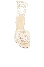 Magda Butrym Wrap Around Flat Flower Sandal in Cream, view 4, click to view large image.