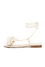 Magda Butrym Wrap Around Flat Flower Sandal in Cream, view 5, click to view large image.