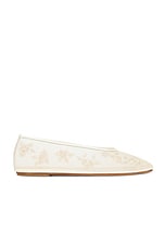 Magda Butrym Embroidered Ballet Flat in Cream, view 1, click to view large image.