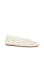 Magda Butrym Embroidered Ballet Flat in Cream, view 2, click to view large image.