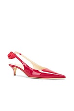 Magda Butrym Sling Back Kitten Heel in Red, view 2, click to view large image.