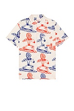 Mami Wata Surf Time Shirt in Red, Blue, & Ecru, view 1, click to view large image.